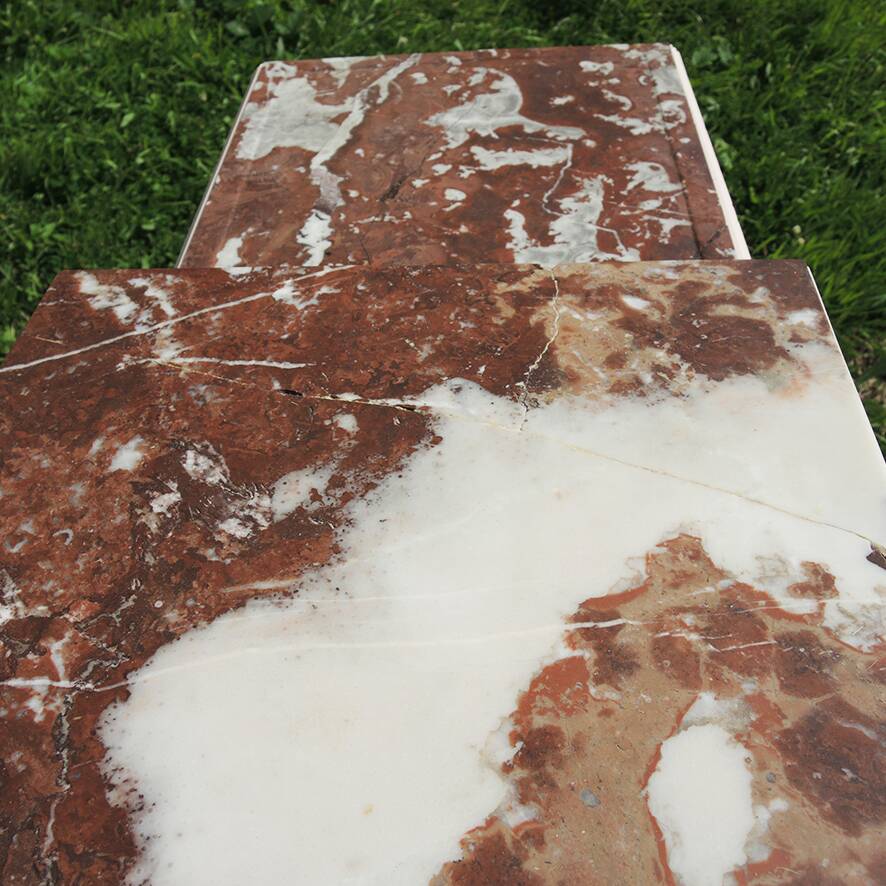 2 Old Marble & Repainted Wood Chests of Drawers