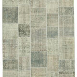 Handmade anatolian vintage 173 cm x 244 cm grey patchwork carpet