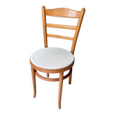 Chaise bistrot Baumann en hêtre et coton bouclé écru