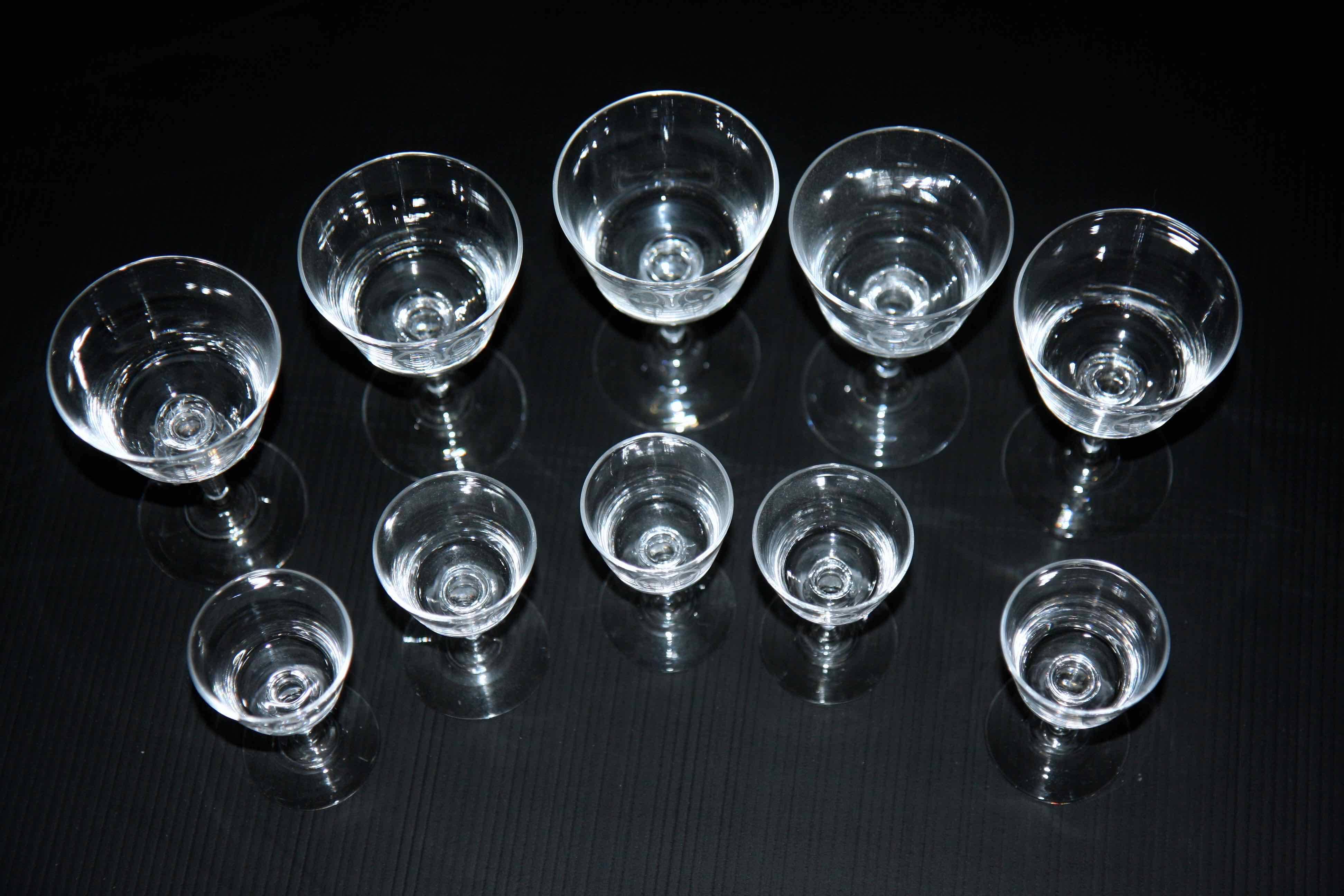 Set of 10 Art Nouveau glasses.