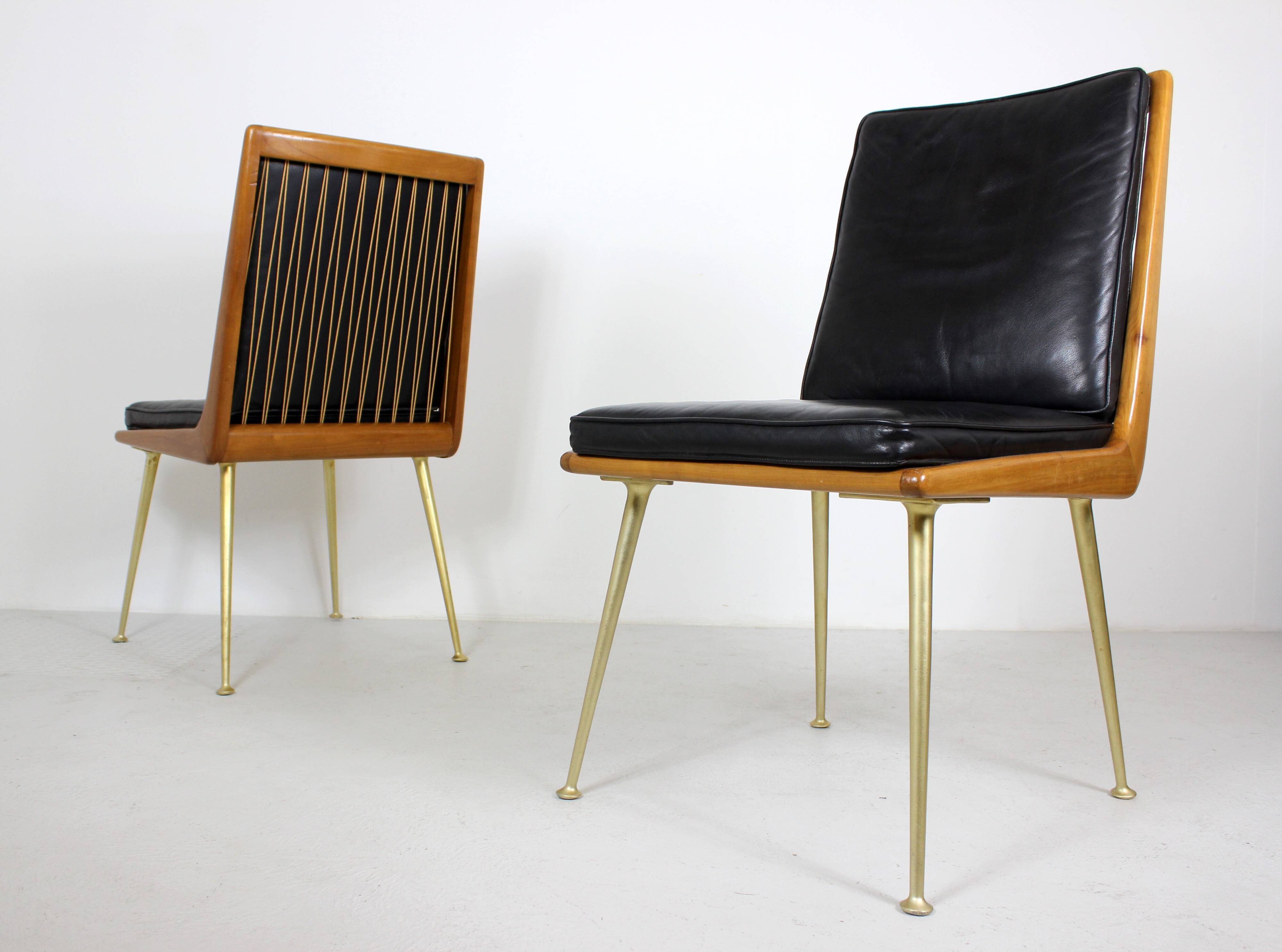 Pair of Boomerang Easy Chair by Hans Mitzlaff for Eugen Schmidt in Leather