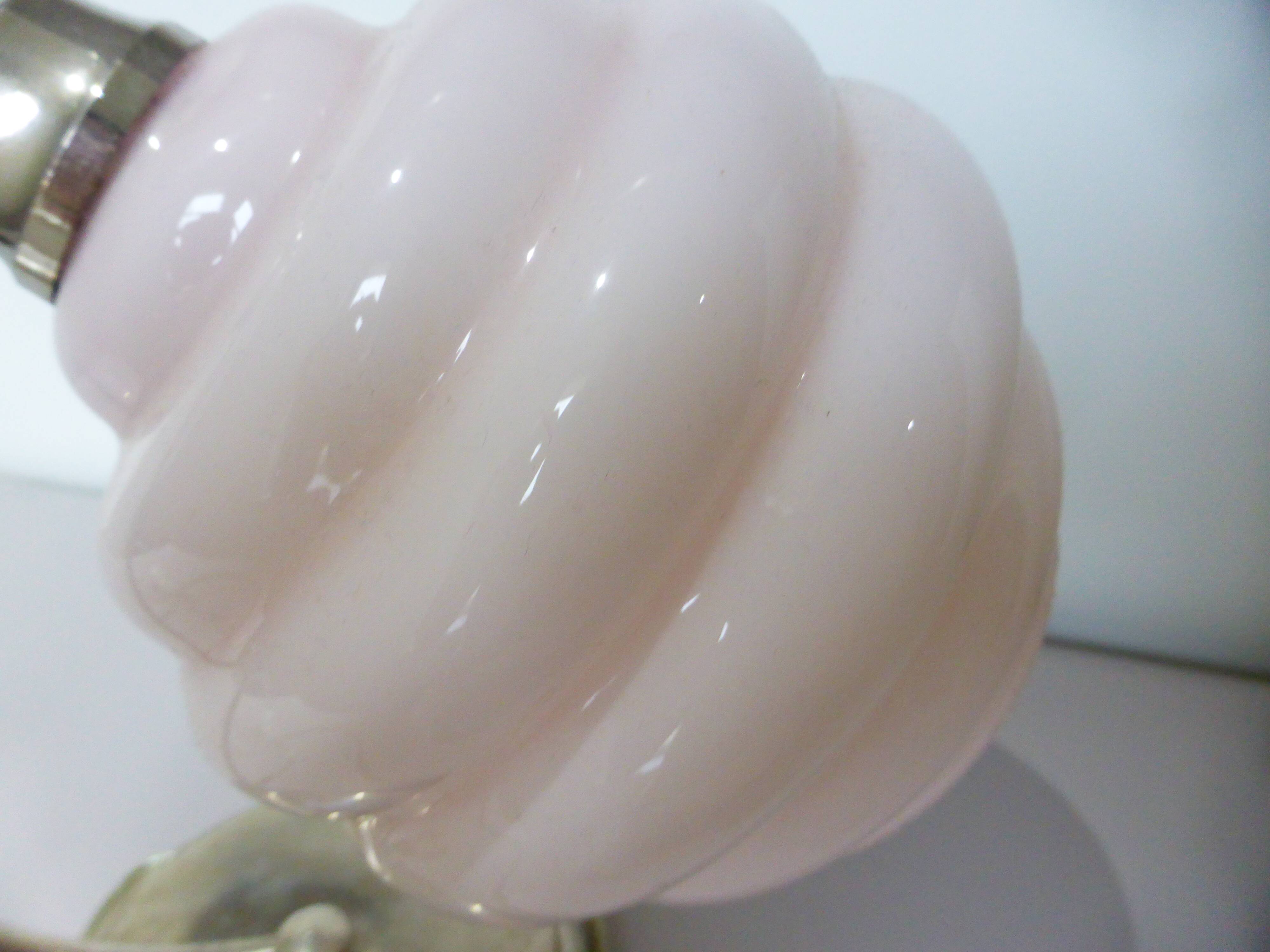 art deco table lamp with pink opaline glass 231138