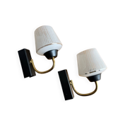 Pair of vintage glass/metal wall lights / circa 1950s 1960s