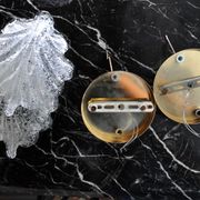 Pair of wall lamps Feuille by Murano Mazzega in frosted glass Italy 1970