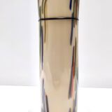 Beige Cylindric Encased and Hand-blown Opaline Glass Vase, Italy