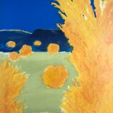 Lithographie originale de Bernard Cathelin, l'intelligence des fleurs II, 1988