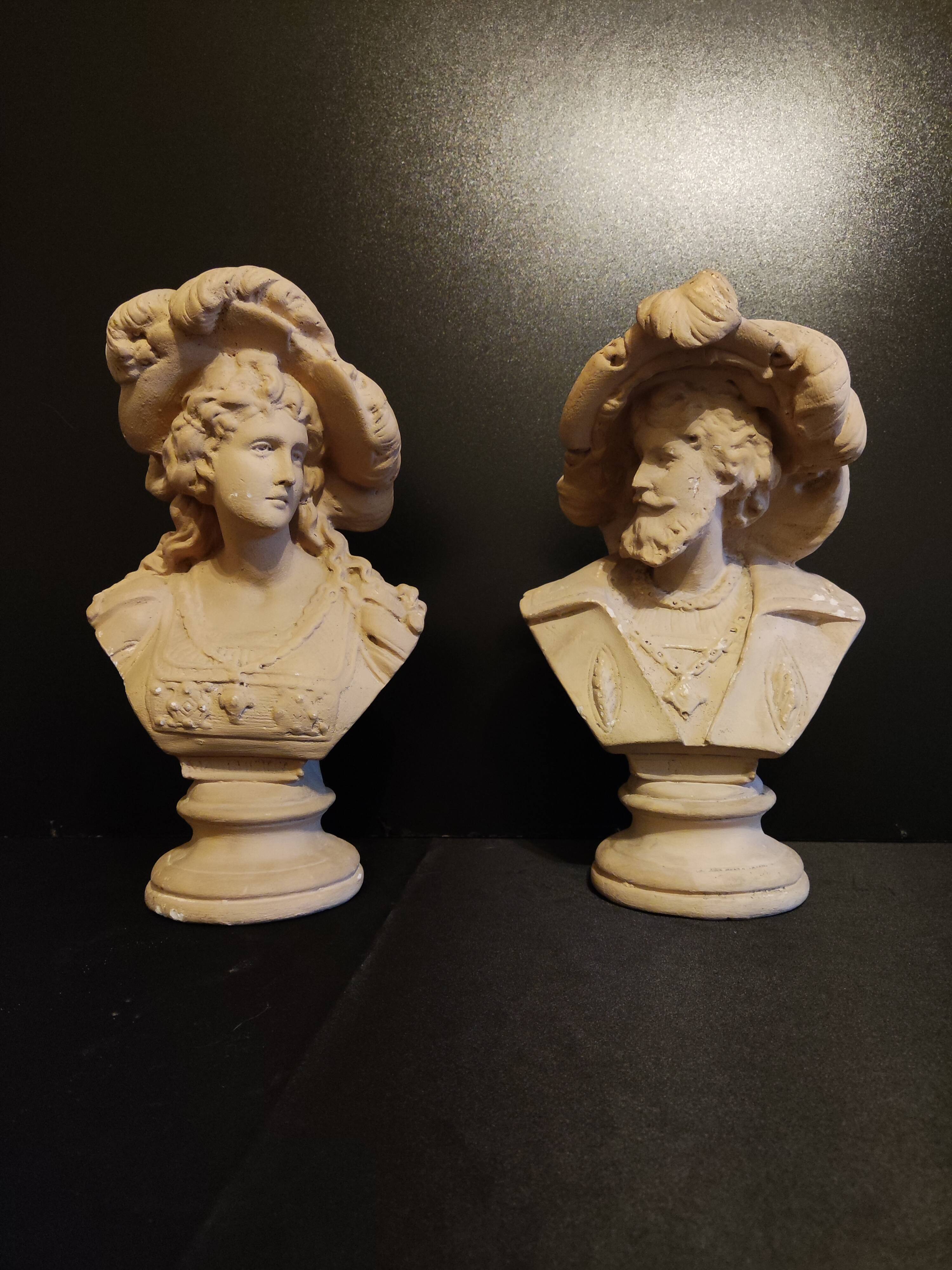 Plaster busts "margherita and faust" from the 50s