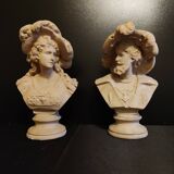 Plaster busts "margherita and faust" from the 50s