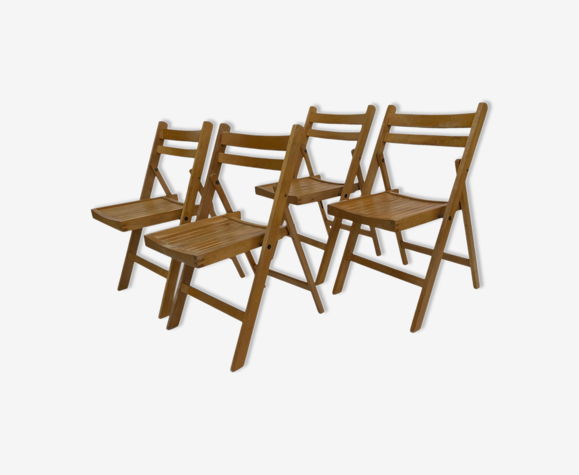 Set Of Four Vintage Wooden Folding Chair Minimalism Design 60s Selency Set Of Four Vintage Wooden Folding, Vintage Wood Folding Chairs