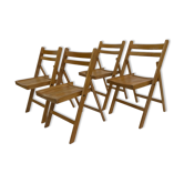 Set of four vintage wooden folding chair minimalism design 60s