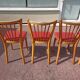 6 baumann bistro chairs wood and skaï red - vintage