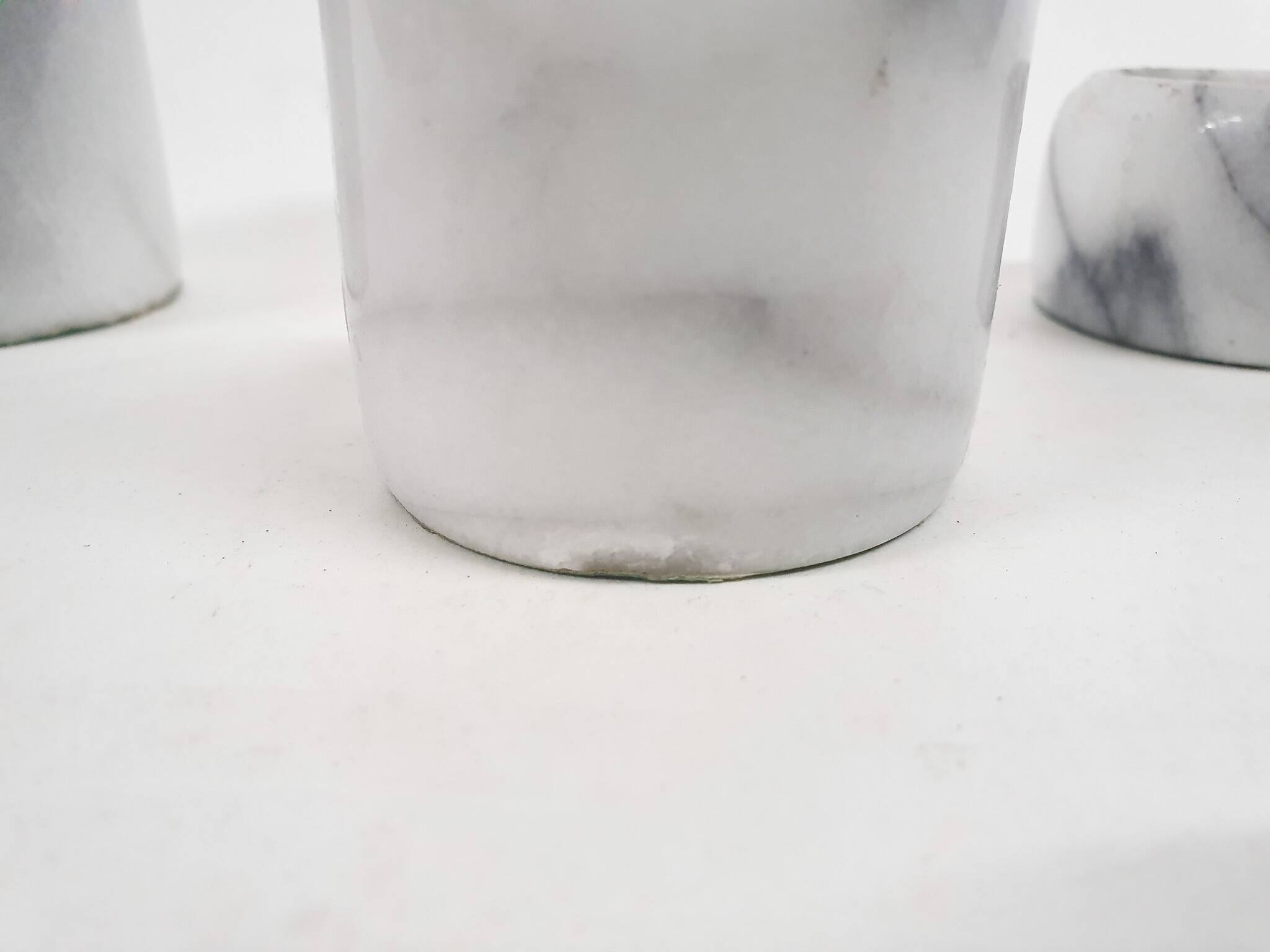 Set of three marble candle sticks, Italy 1970's