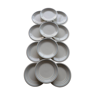 12 assiettes plates quadrifoglio en céramique, Italie