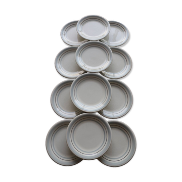 12 assiettes plates quadrifoglio en céramique, Italie