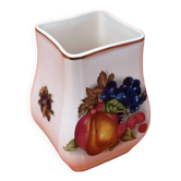 Vase céramique polychrome décor de fruits (pommes, raisins, poires...)