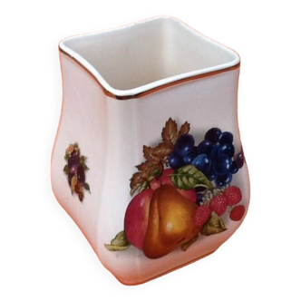 Vase céramique polychrome décor de fruits (pommes, raisins, poires...)