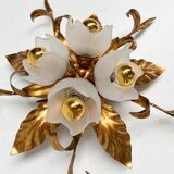 Gold plated XL ceiling lamp or wall lamp from Italy, 1970s