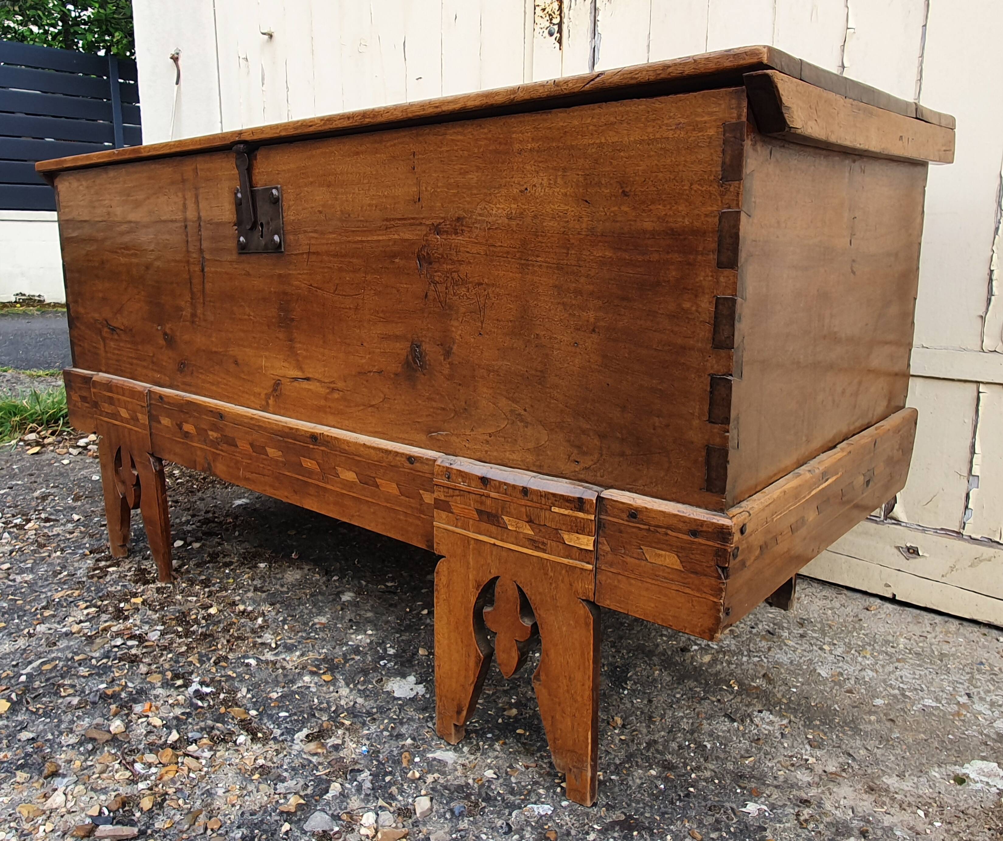 Former large wedding chest, solid wood, mid 19th century