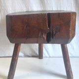 Brutalist solid oak side table – 40s/50s