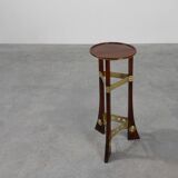 Art Nouveau Pedestal in wood and brass, Belgium, ca. 1910