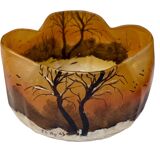 Legras pocket tray signed – enamelled glass Art Nouveau, winter landscape