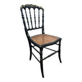 Napoleon III chair in blackened wood and cane
