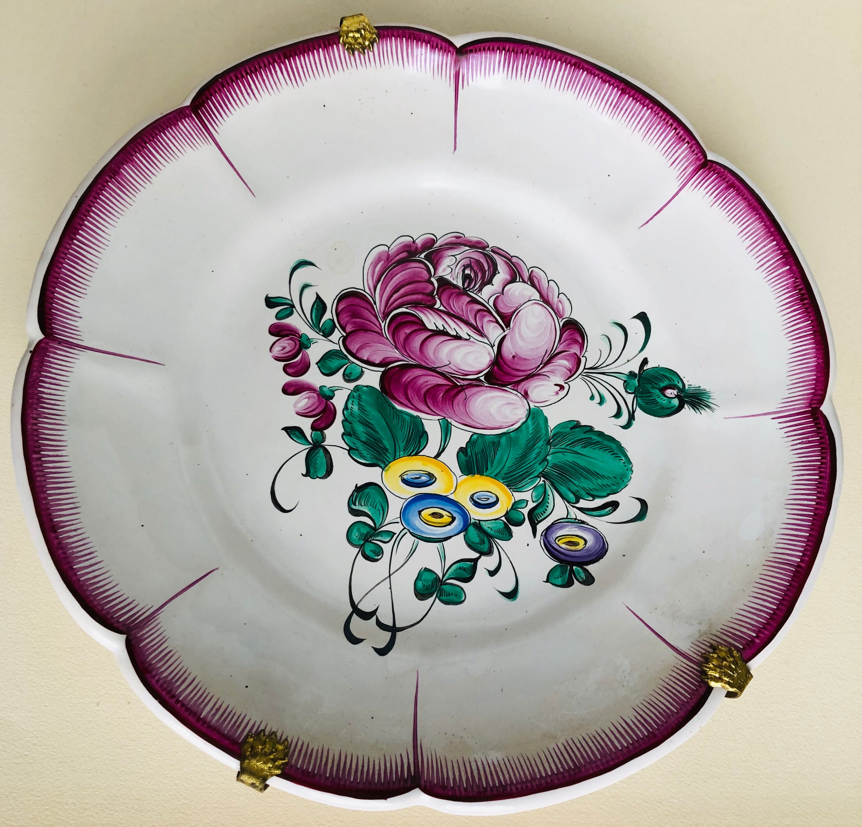 Old plate 18th floral decoration