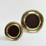 Set of two vintage frames, brass and wood, signed