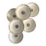 6 soup plates, ironstone from Longchamp, Arlette pattern, 1950s