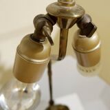 Mid-century table lamp in pyrite stone - original shade