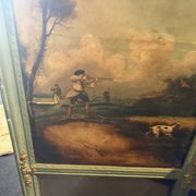 Antique trumeau with hunting scene - Oil on canvas and mirror - Panel