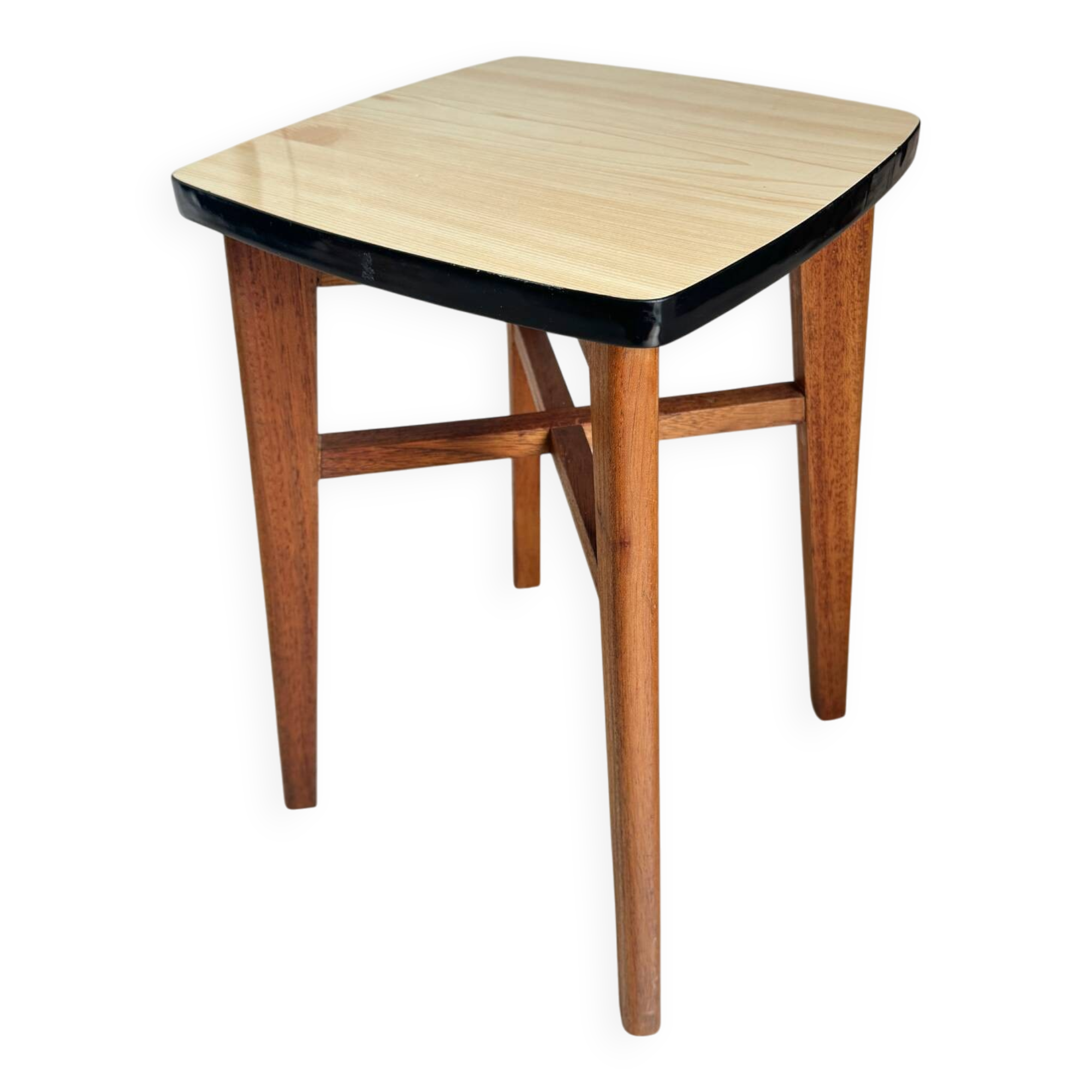 Tabouret en bois et Formica vintage
