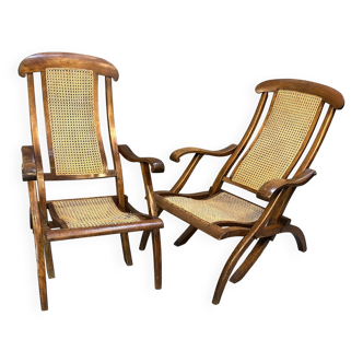 Paire de chaises longues à vapeur édouardiennes