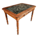 French vintage dining/desk table – oak and walnut – marble top – 1960s writing table with drawer