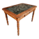 French vintage dining/desk table – oak and walnut – marble top – 1960s writing table with drawer