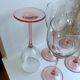 Lot de 6 verres à vin à pieds rose années 70