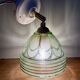 Vintage art deco tulip wall lamp in green and gold glass