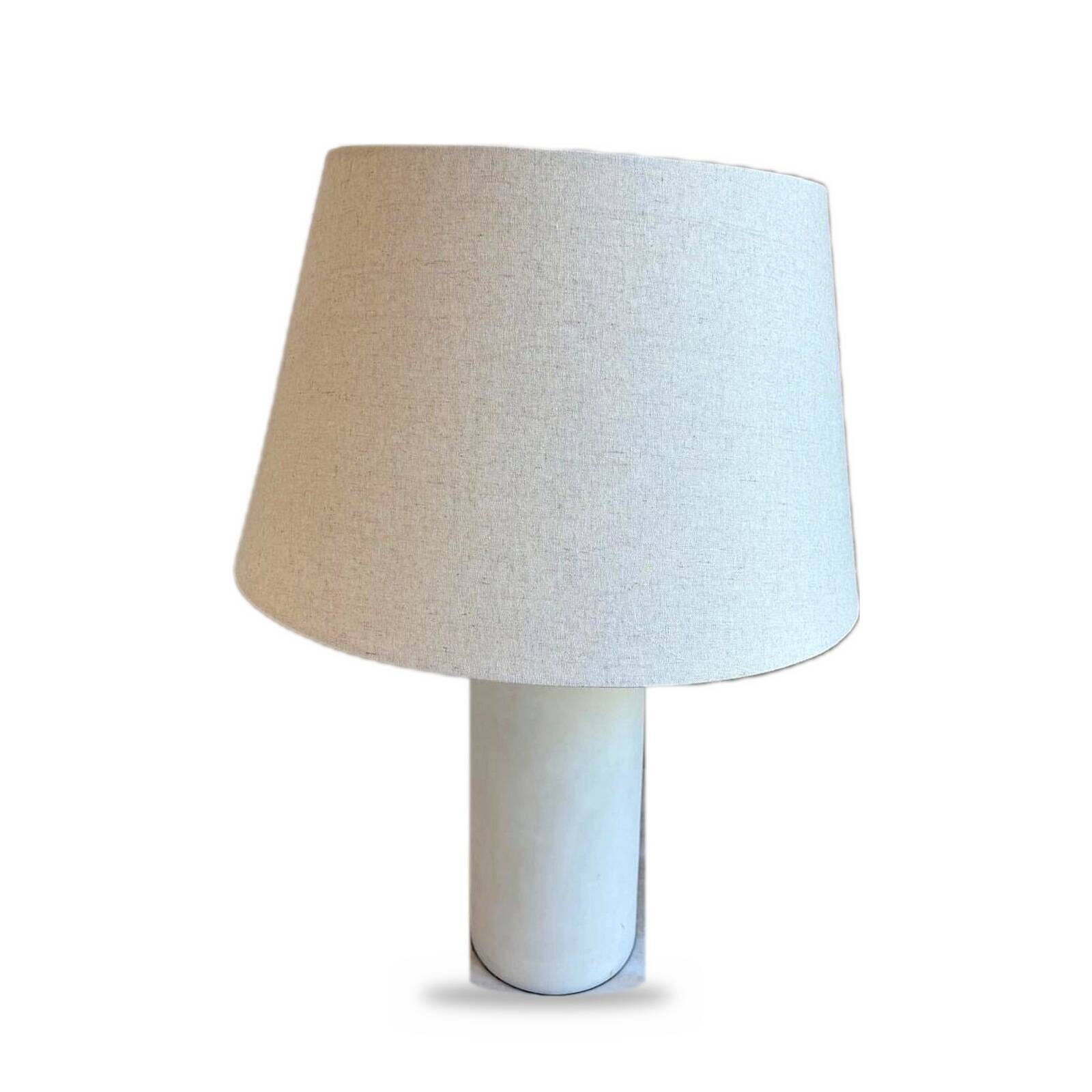 Abelia table lamp, white marble effect base, fabric shade.