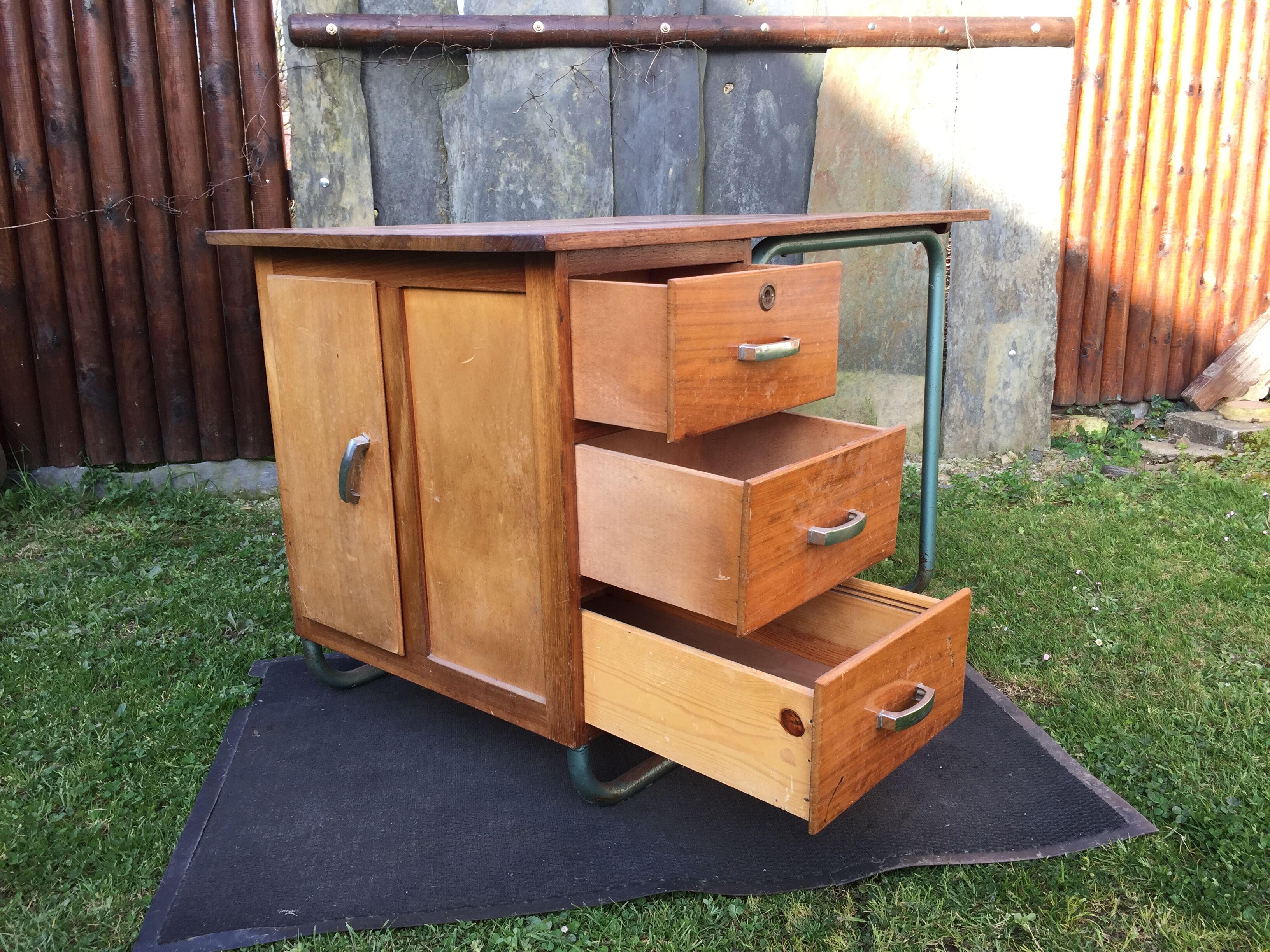 Vintage modernist schoolmaster desk