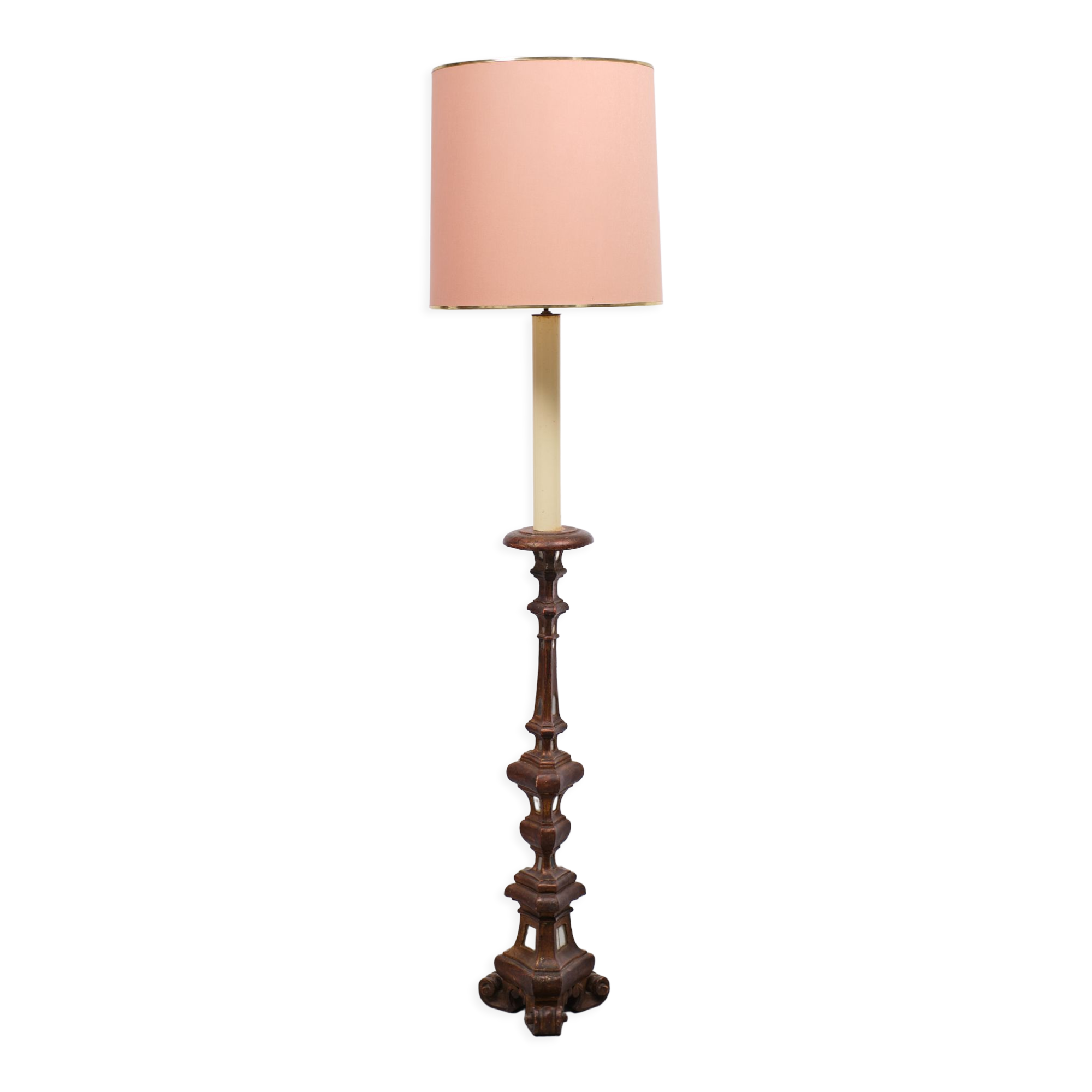 Italian gilded wood rococo floor lamp 1950s