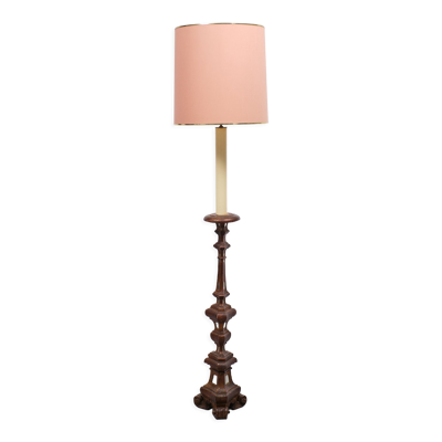 Lampadaire italien en bois doré rococo années 1950