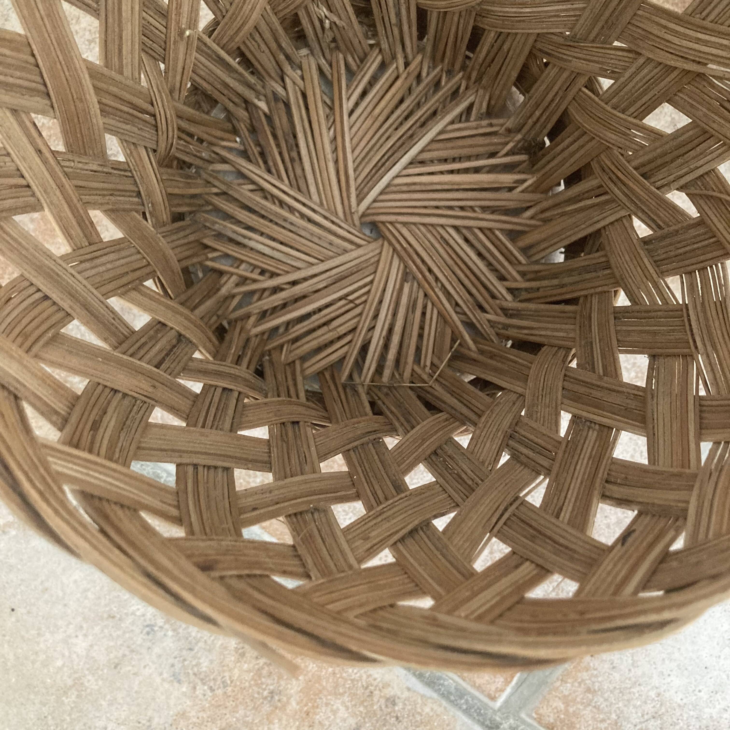Vintage woven wicker plant pot cover