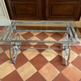 Table basse en verre et fer forgé