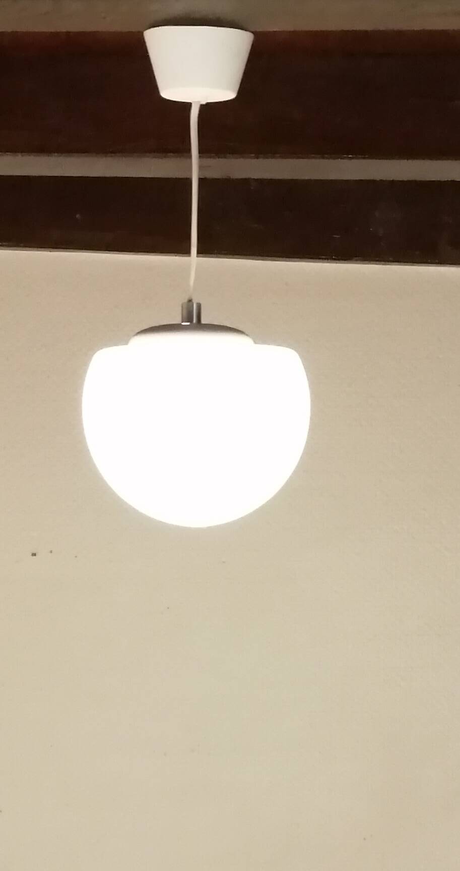 Set of 2 space age ''half sphere'' pendant lights in opaline vintage 1960