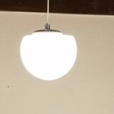 Set of 2 space age ''half sphere'' pendant lights in opaline vintage 1960