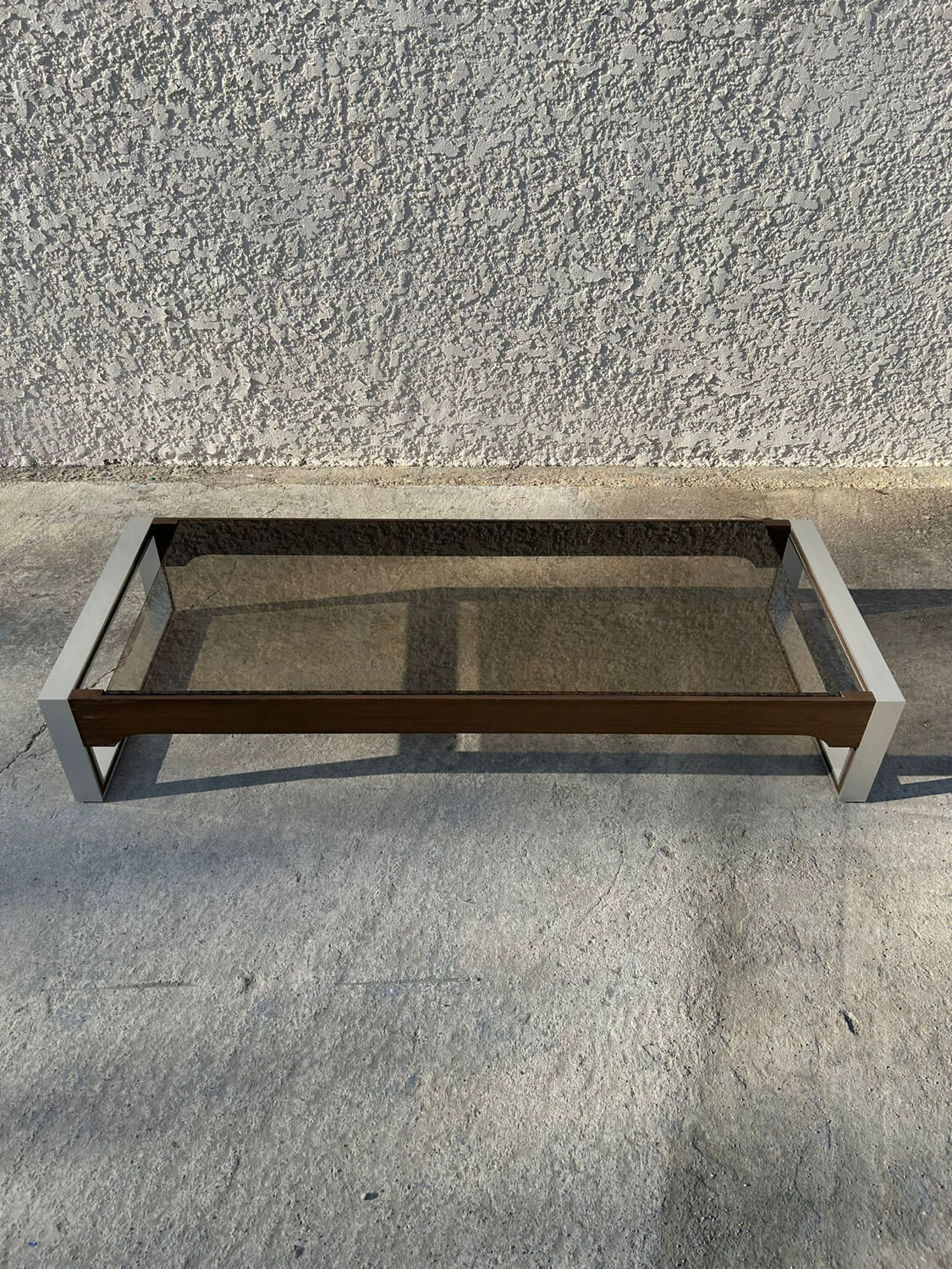 Rosewood coffee table with glass top