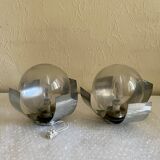 Paire appliques globe et chrome 1970