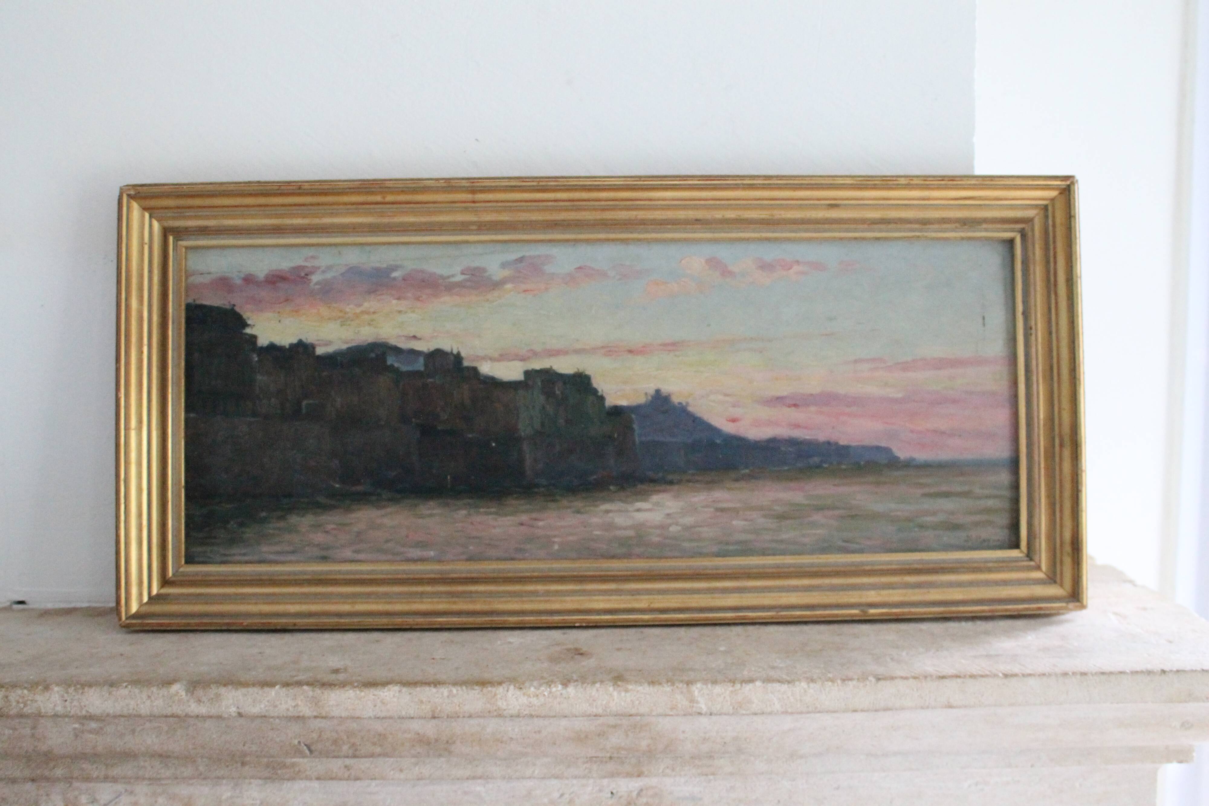 Marius Reynaud painting "Algerian Coast at Sunset"