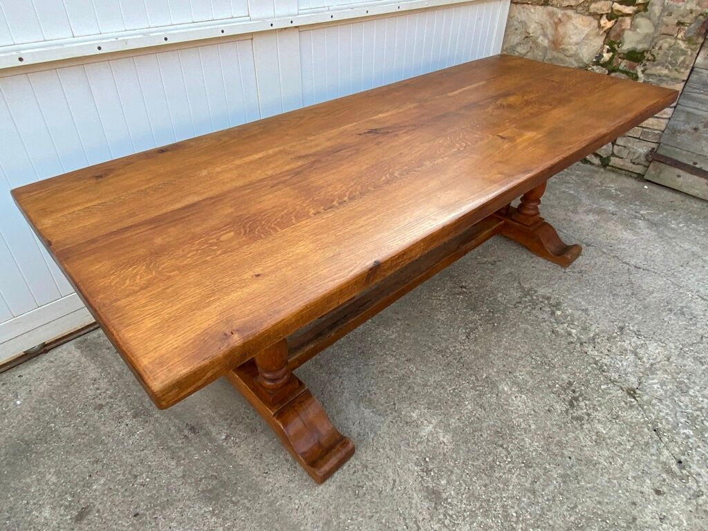 Farm table monastery meal meals in solid oak 1950 225x86x74cm