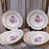 set of six vintage plates, Gien earthenware, floral style